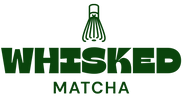 Logo of Whisked Matcha with a green whisk icon on a white background